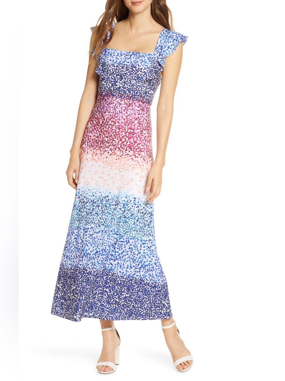 Julia Jordan.  Ombre Dot Flutter Sleeve Maxi Dress. Size 10.